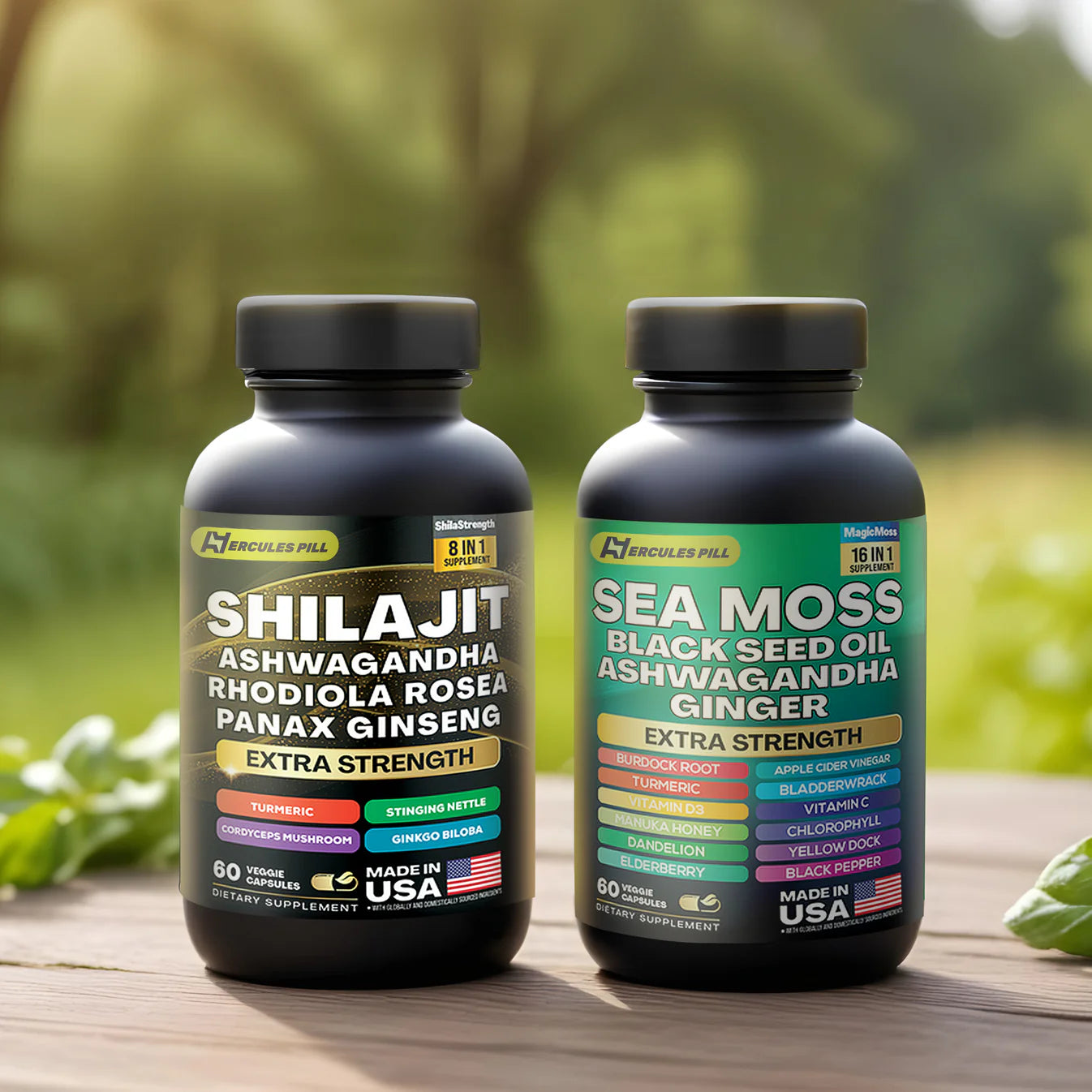 Dynamic Vitality Boost Duo: Sea Moss & Shilajit | 60 Capsules each